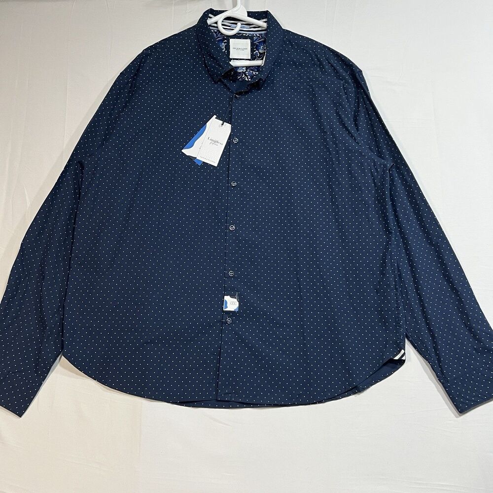 NEW Denim & Flower Ricky Singh 4XL Men's Navy Polka Dot Long Sleeve Paisley